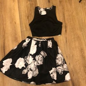 2 piece floral homecoming dress